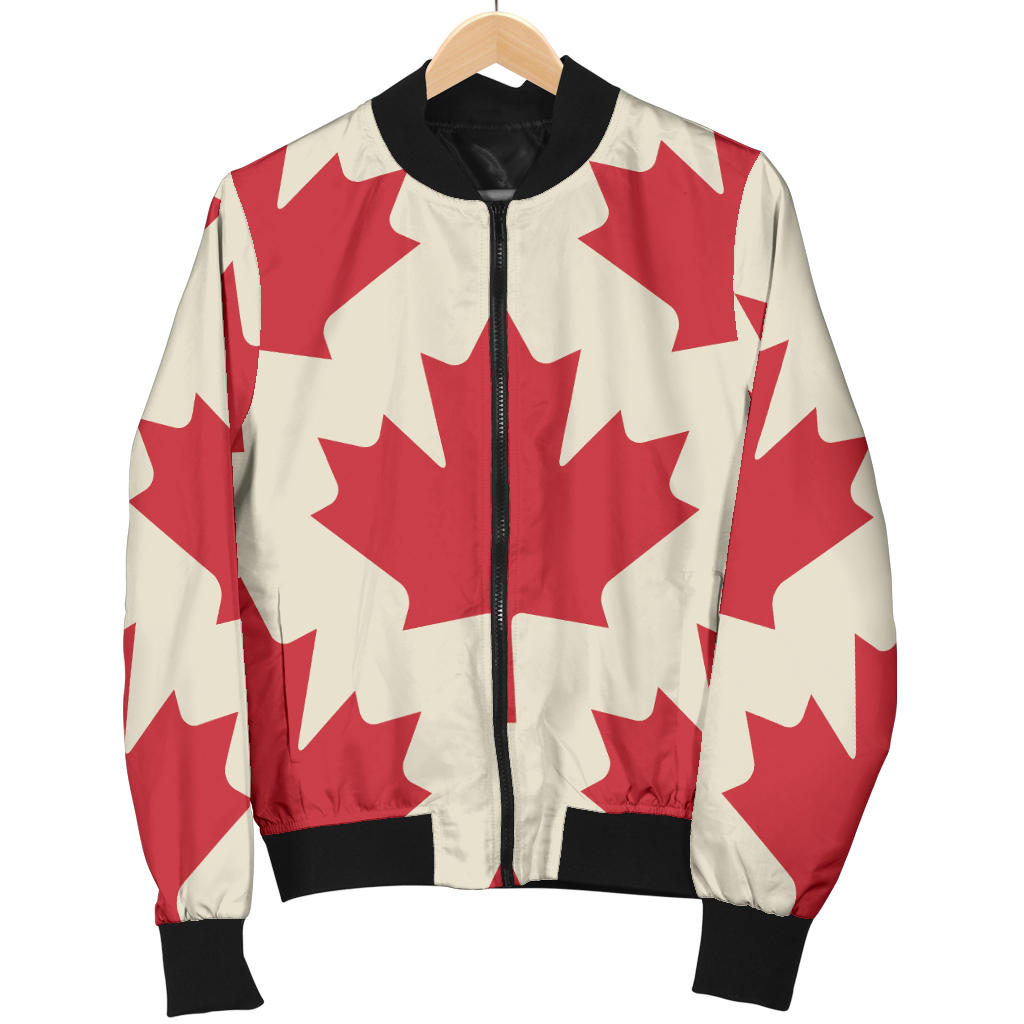 Maple Leaf Pattern Print Design 03 Men Bomber Jacket