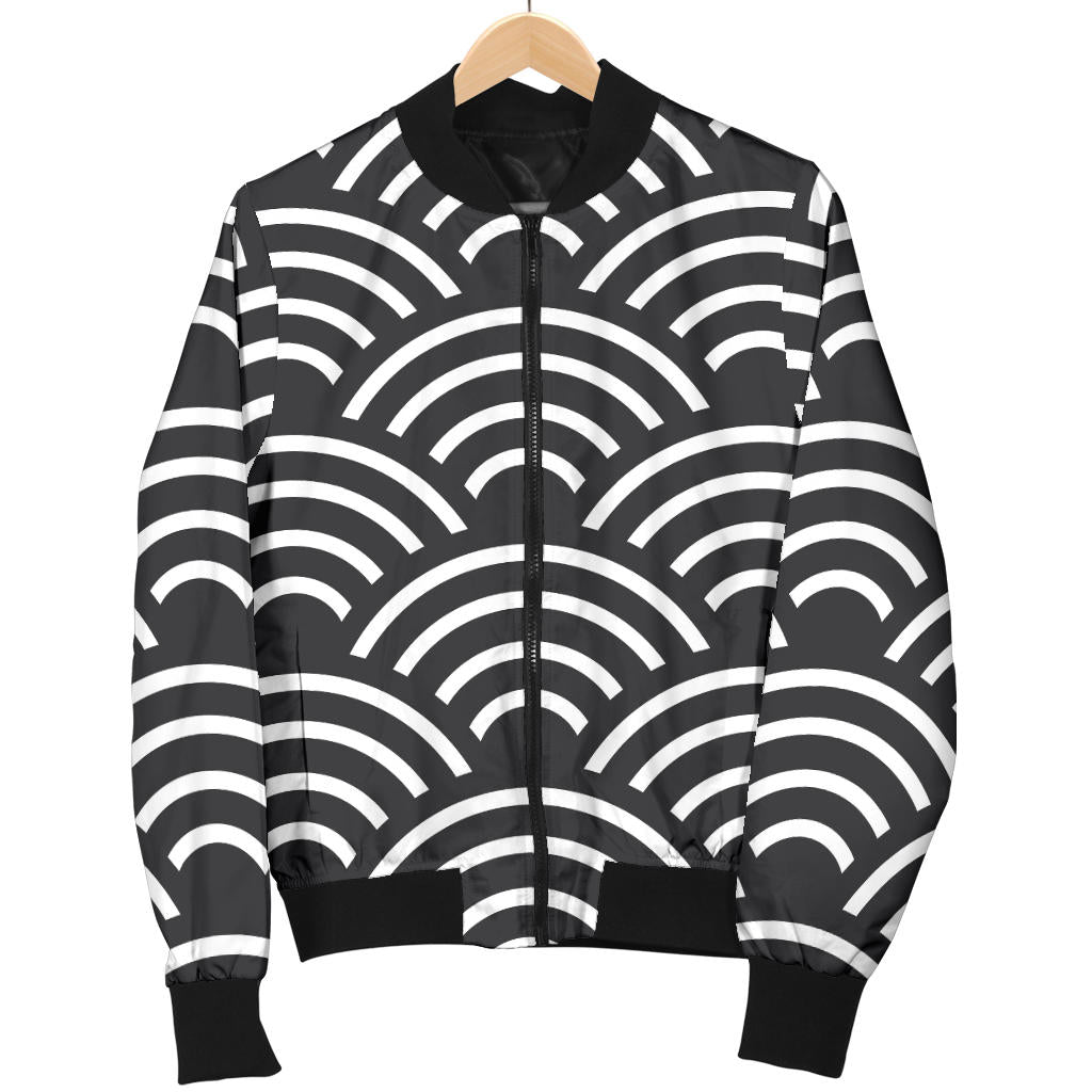 Scales Black White Pattern Print Design 03 Men Bomber Jacket