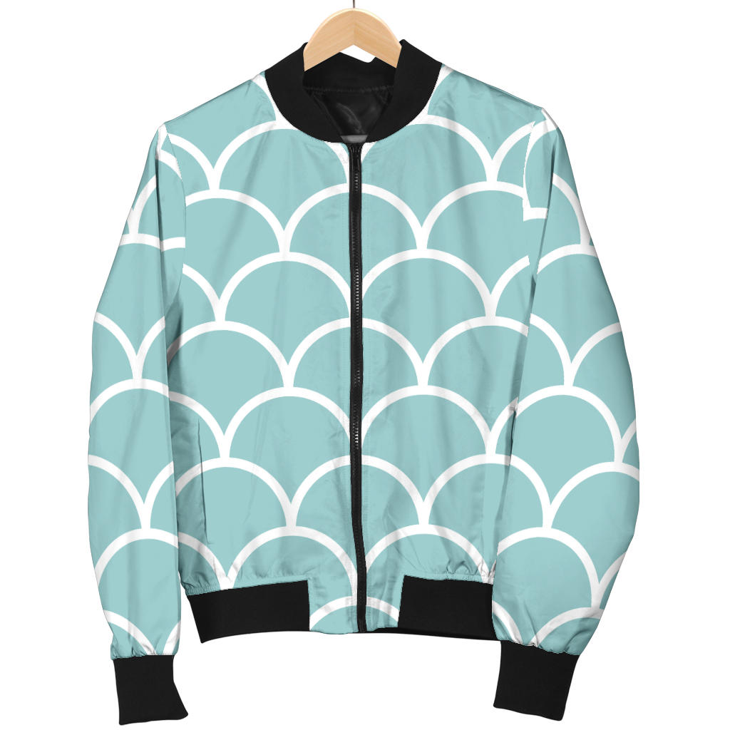 Scales Teal Pattern Print Design 02 Men Bomber Jacket