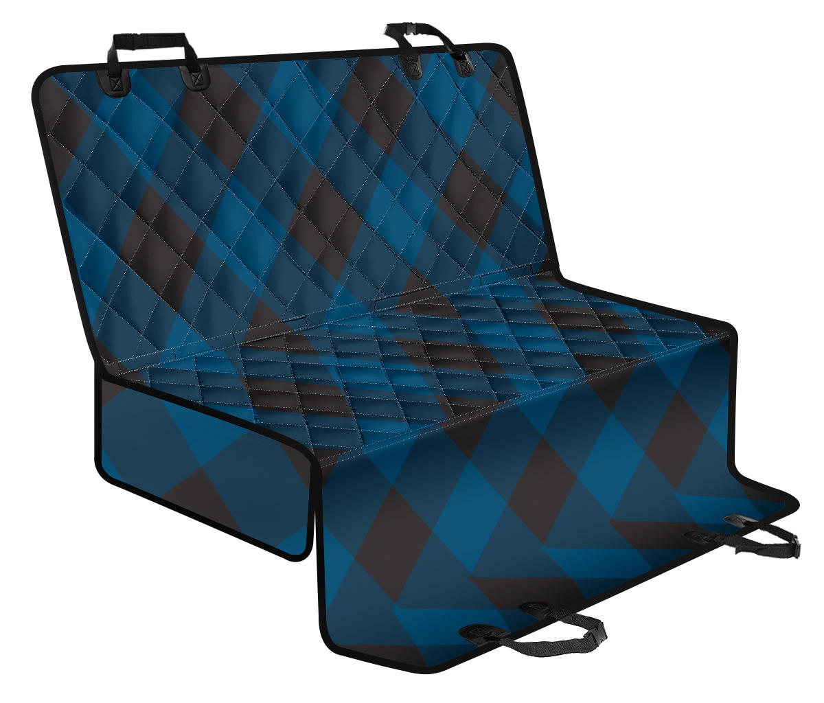 Plaid Blue Pattern Print Design A04 Rear Dog Car Seat Cover Hammock