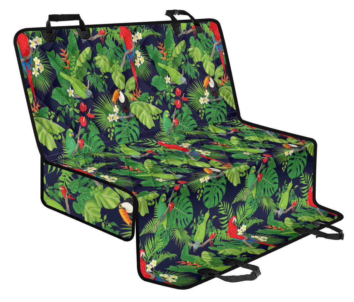 Rainforest Parrot Pattern Print Design A03 Rear Dog Car Seat Cover Hammock