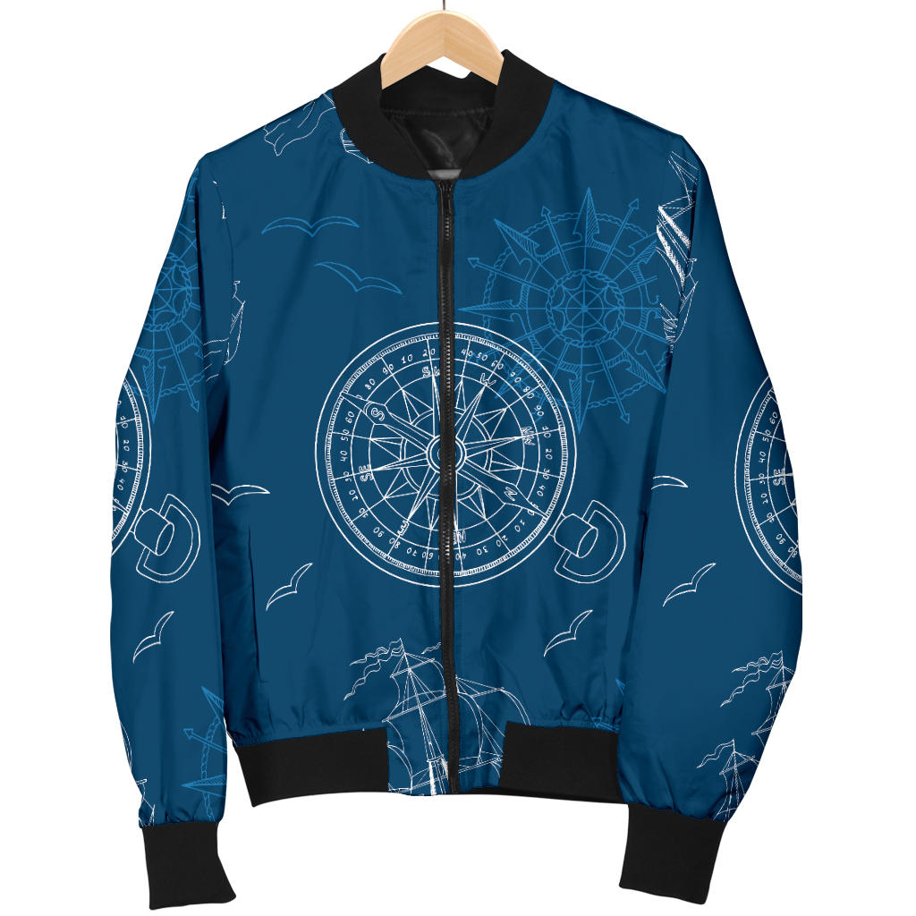 Nautical Pattern Print Design A04 Men Bomber Jacket