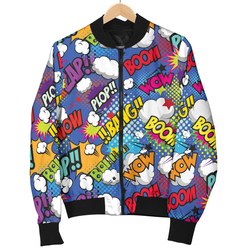 Comic Book Pattern Print Design 02 Men Bomber Jacket