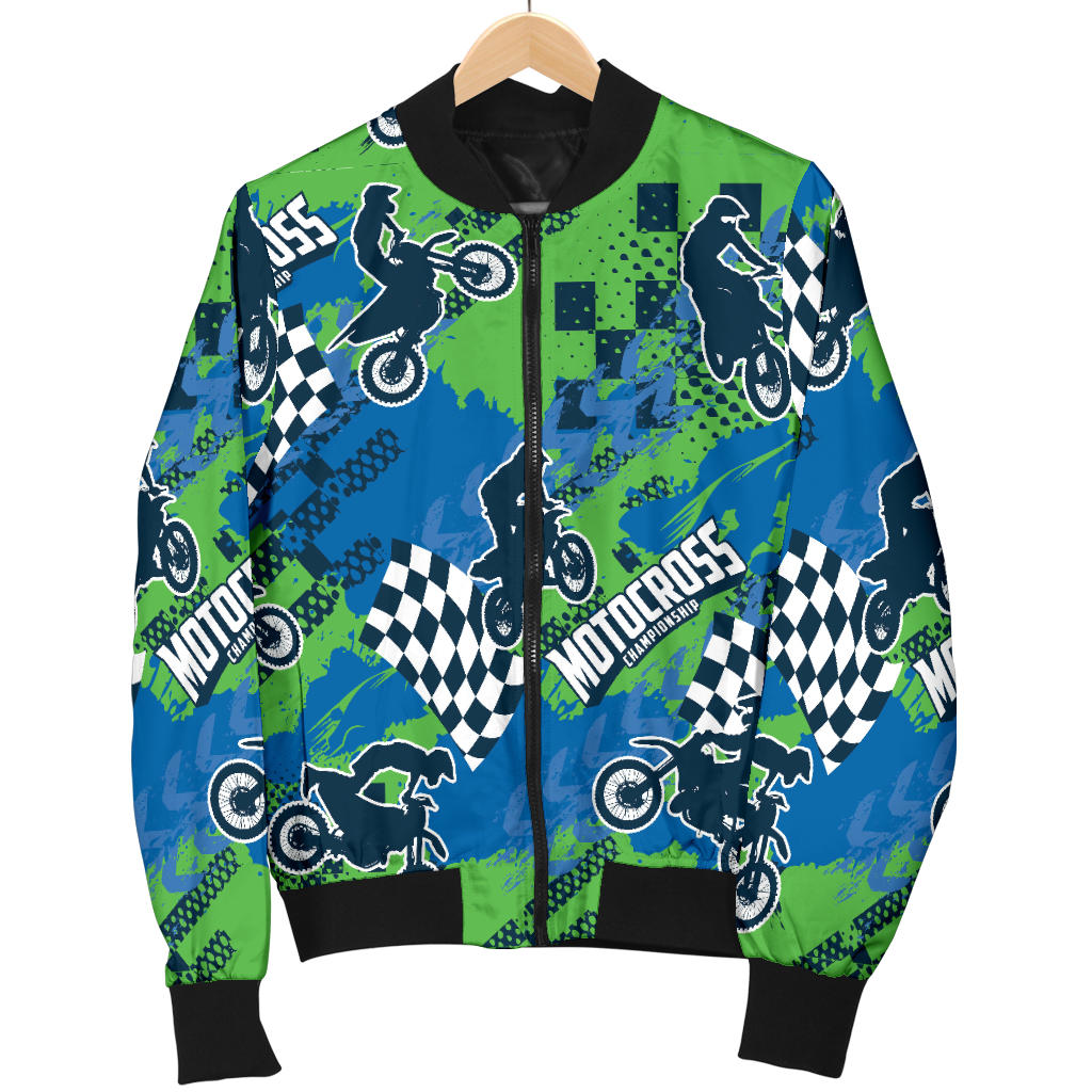 Motocross Pattern Print Design 04 Men Bomber Jacket