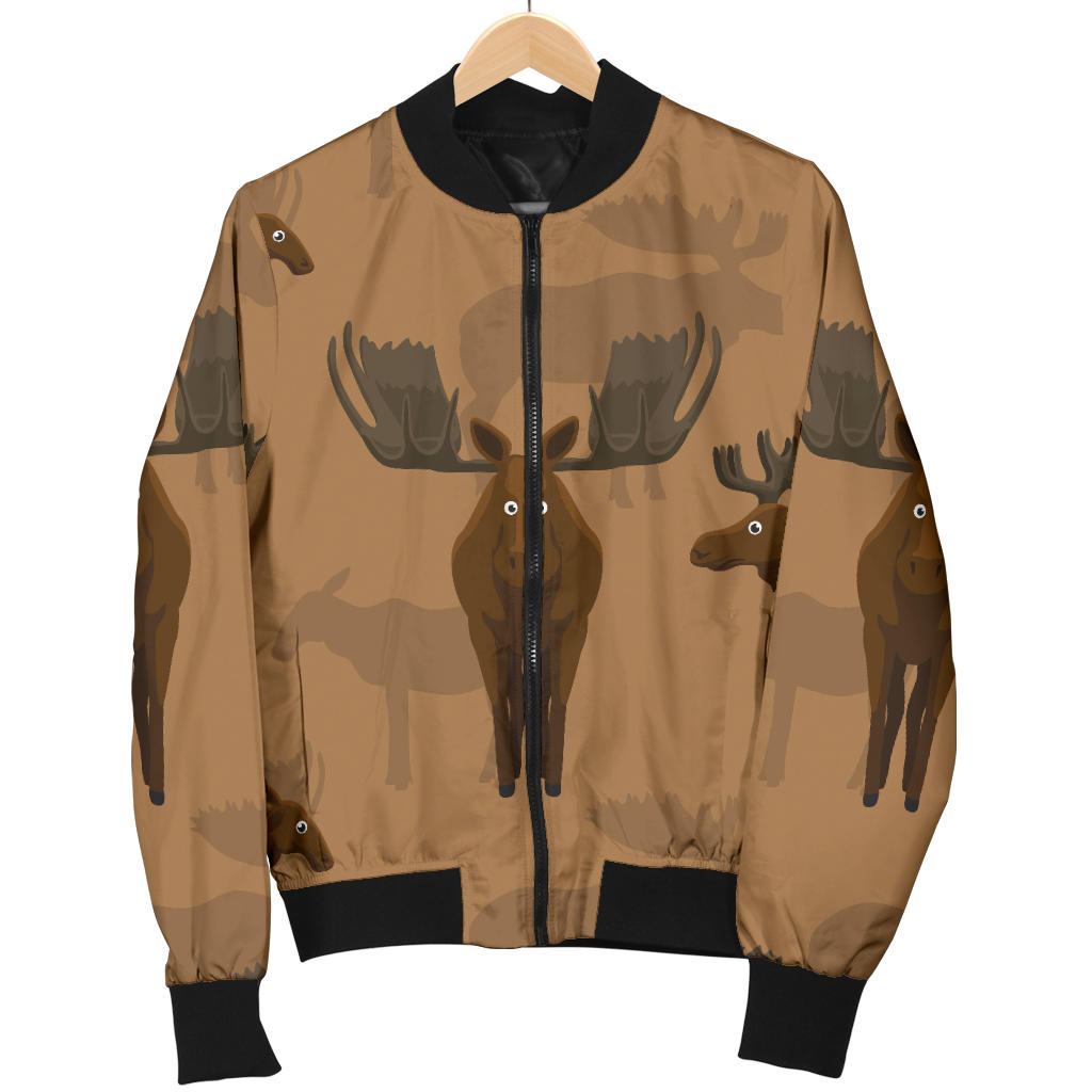 Moose Pattern Print Design 03 Men Bomber Jacket