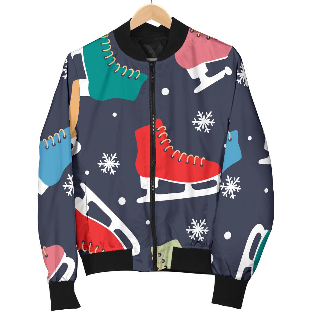 Ice Skate Pattern Print Design 04 Men Bomber Jacket