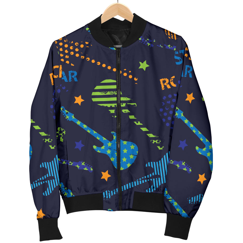 Rock and Roll Pattern Print Design A04 Men Bomber Jacket