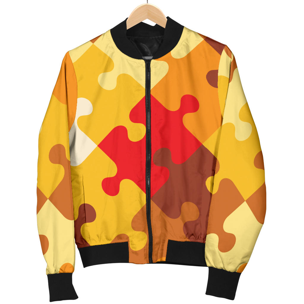 Puzzle Pattern Print Design A01 Men Bomber Jacket