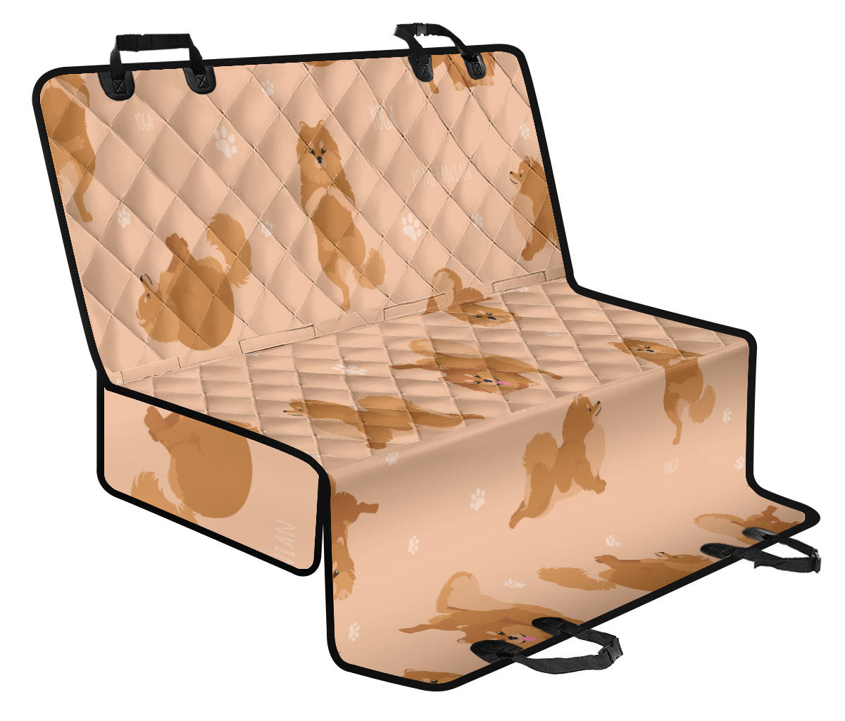 Pomeranians Pattern Print Design A06 Rear Dog Car Seat Cover Hammock