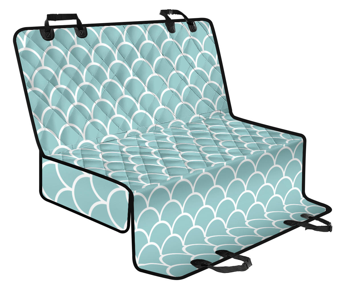 Scales Teal Pattern Print Design 02 Rear Dog Car Seat Cover Hammock