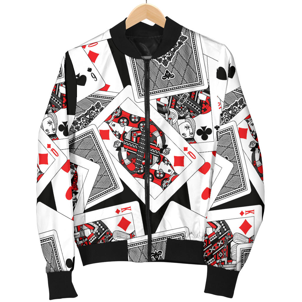 Poker Cards Pattern Print Design A04 Men Bomber Jacket