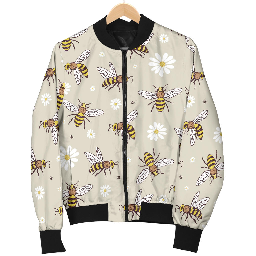 Bee Pattern Print Design 03 Men Bomber Jacket