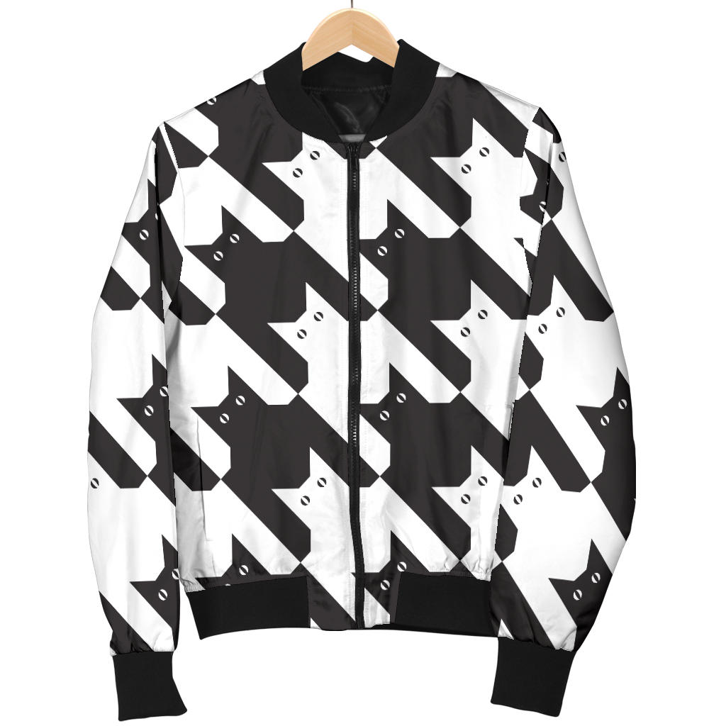 Cat HoundstoothPattern Print Design 01 Men Bomber Jacket