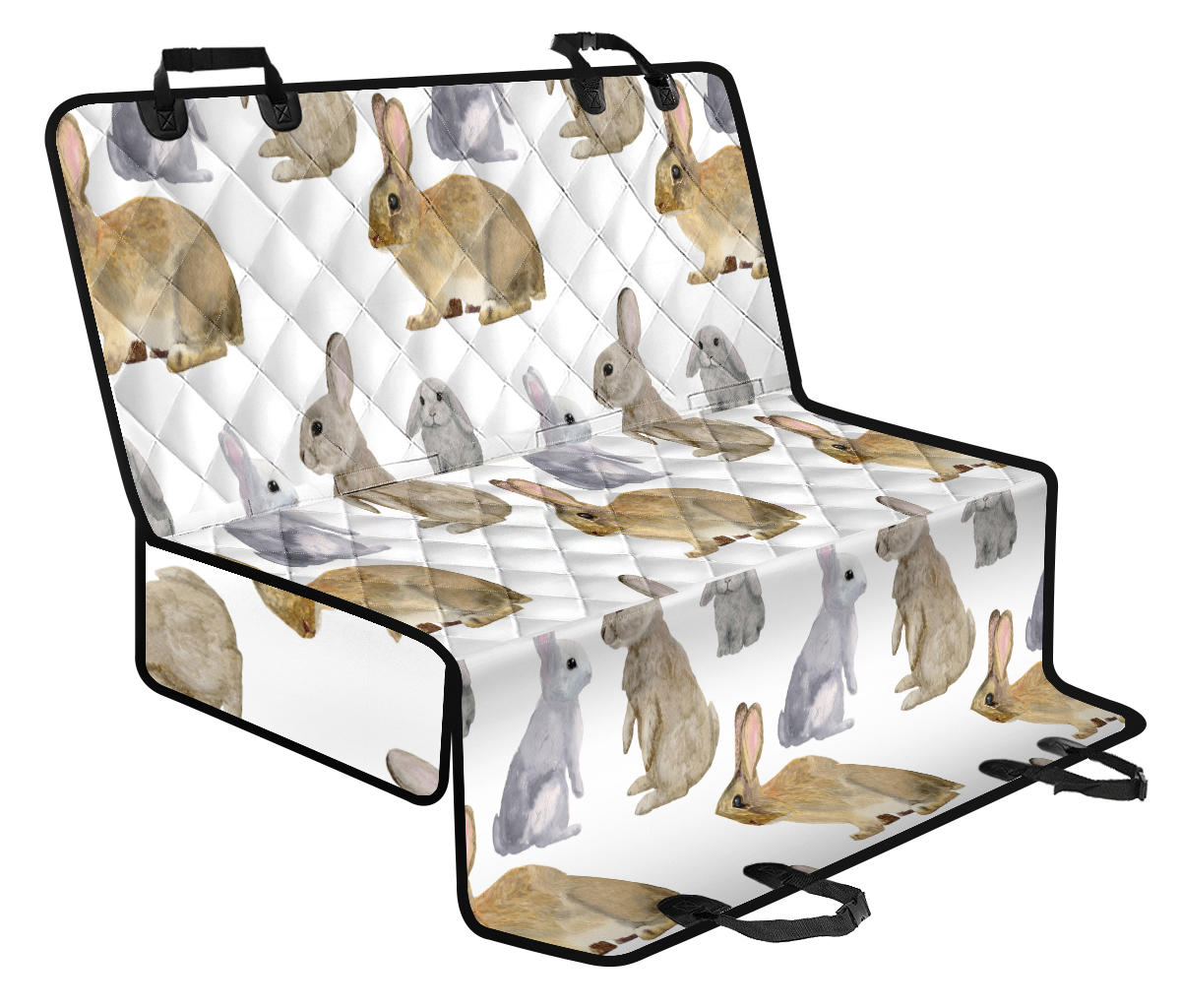 Rabbit Pattern Print Design 02 Rear Dog Car Seat Cover Hammock