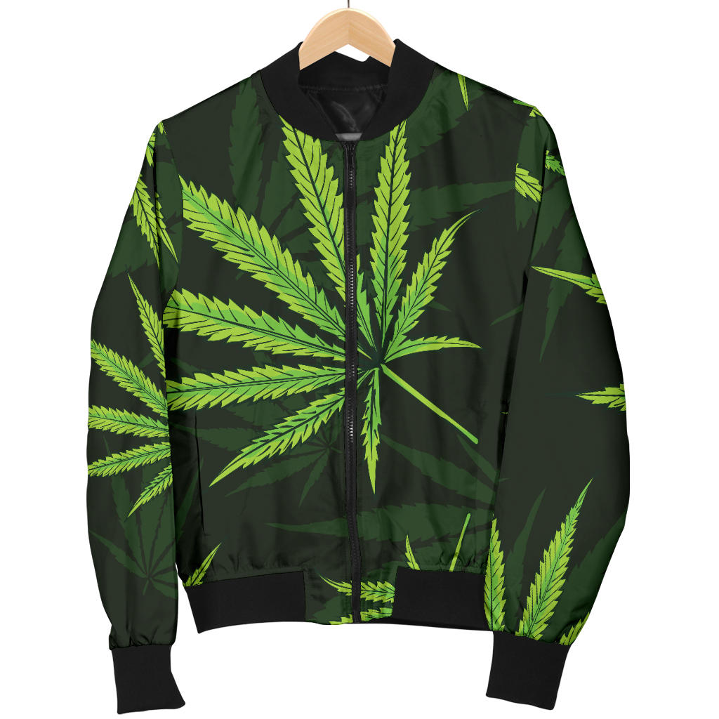 Pot Leaf Pattern Print Design A03 Men Bomber Jacket