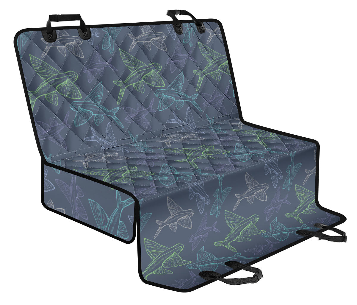 Flying Fish Pattern Print Design 02 Rear Dog Car Seat Cover Hammock