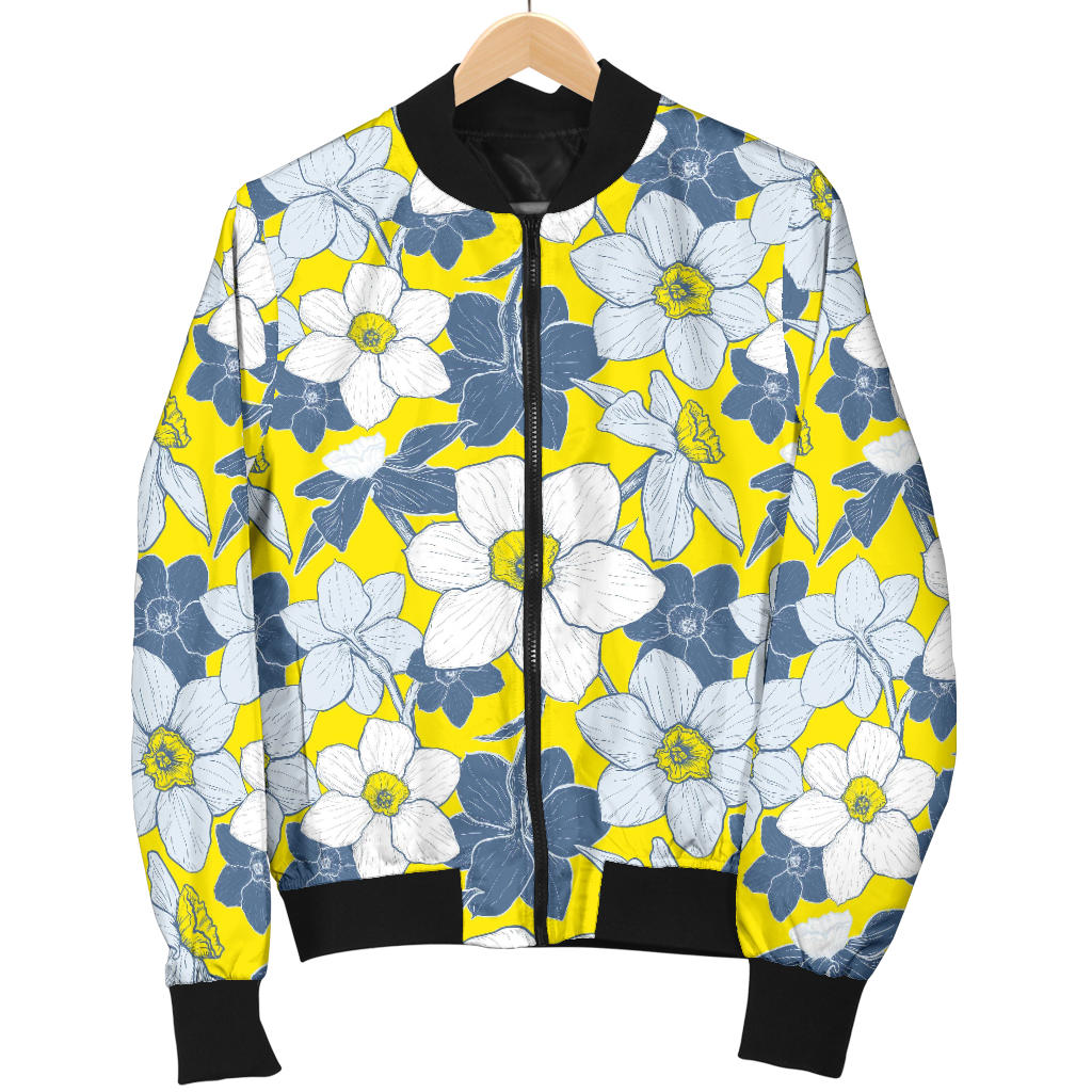 Daffodils Pattern Print Design 01 Men Bomber Jacket
