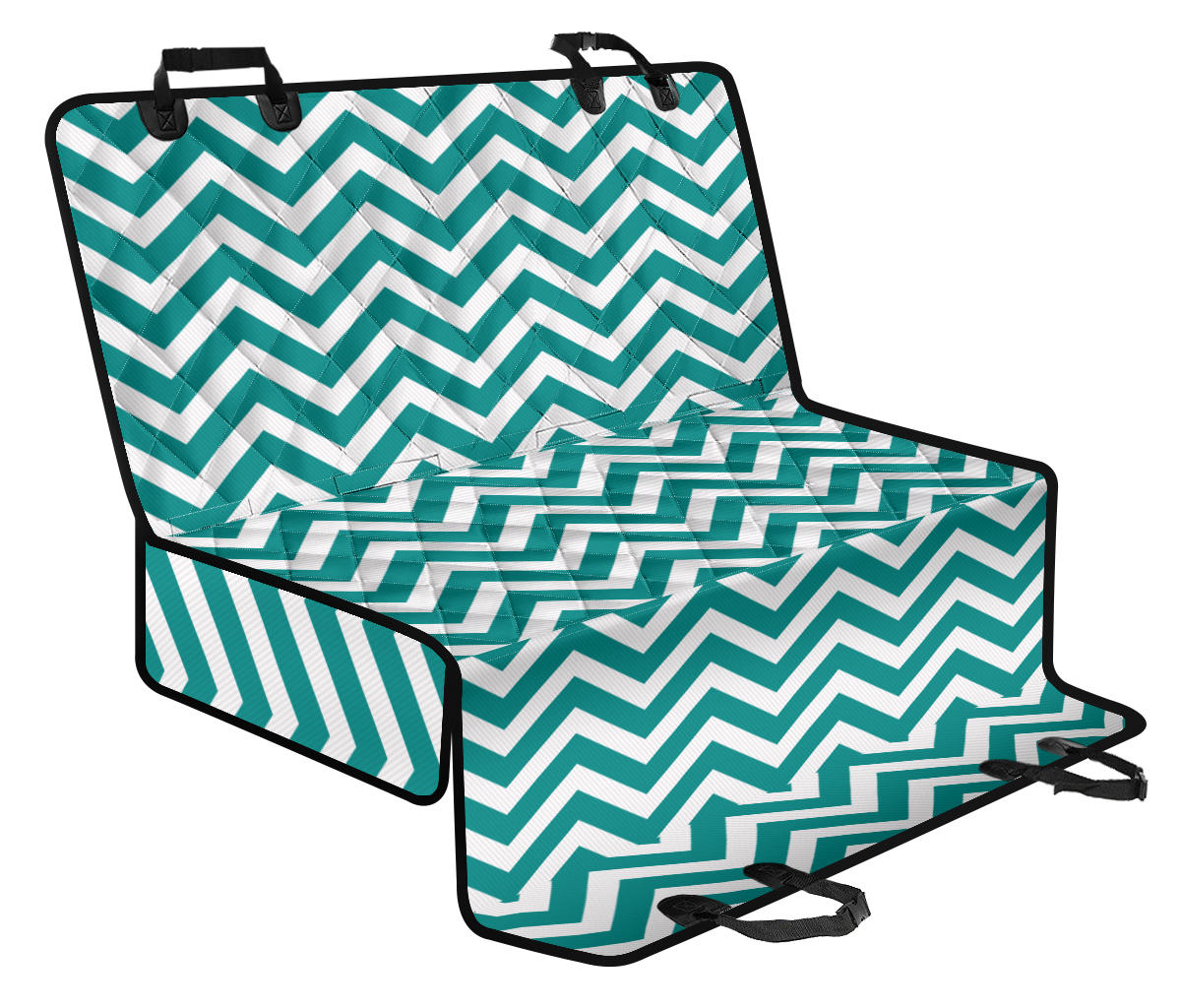 Chevron Teal Pattern Print Design 02 Rear Dog Car Seat Cover Hammock