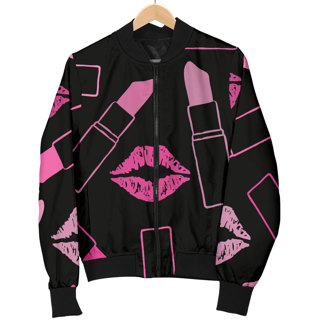 Lipstick Pink Pattern Print Design 01 Men Bomber Jacket