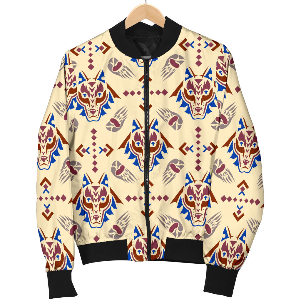 Aztec Wolf Pattern Print Design 03 Men Bomber Jacket