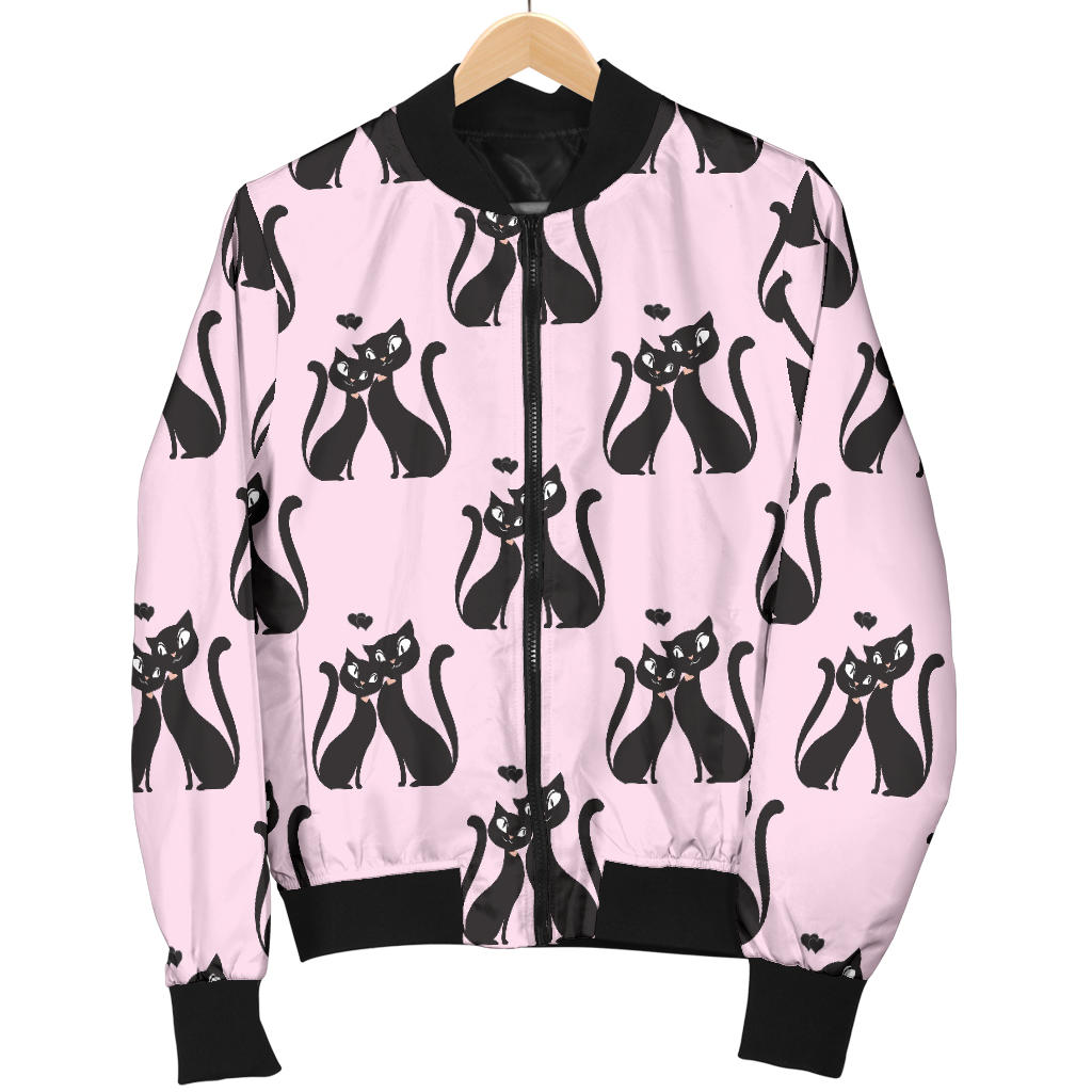 Black Cat Pattern Print Design 01 Men Bomber Jacket