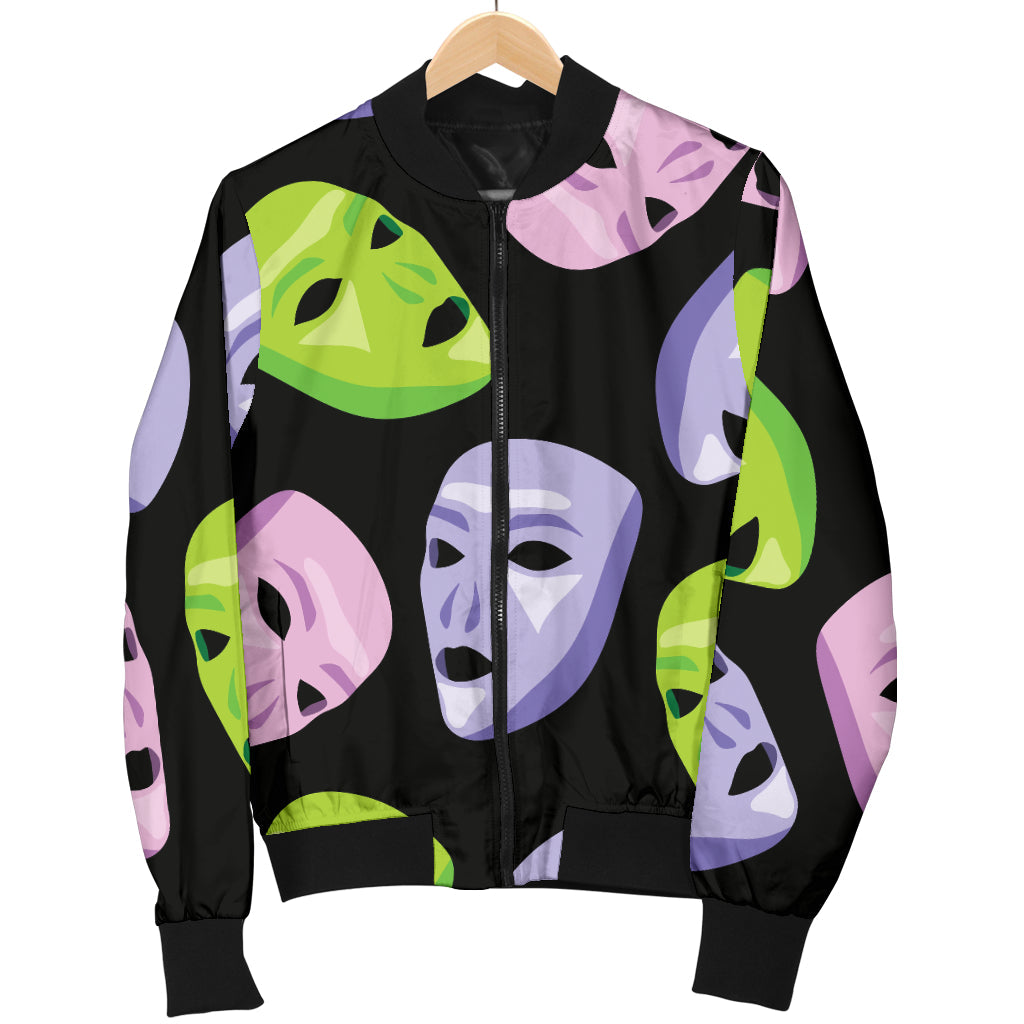 Acting Mask Pattern Print Design 04 Men Bomber Jacket
