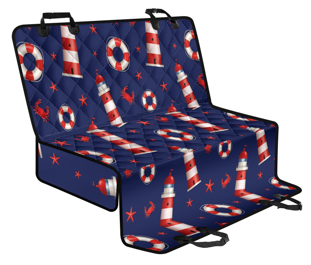 Nautical Pattern Print Design A03 Rear Dog Car Seat Cover Hammock