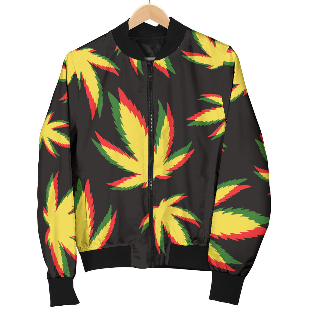 Pot Leaf Pattern Print Design A02 Men Bomber Jacket