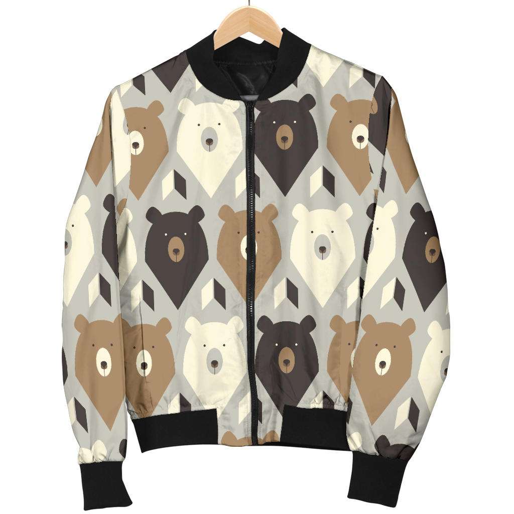 Bear Pattern Print Design 04 Men Bomber Jacket