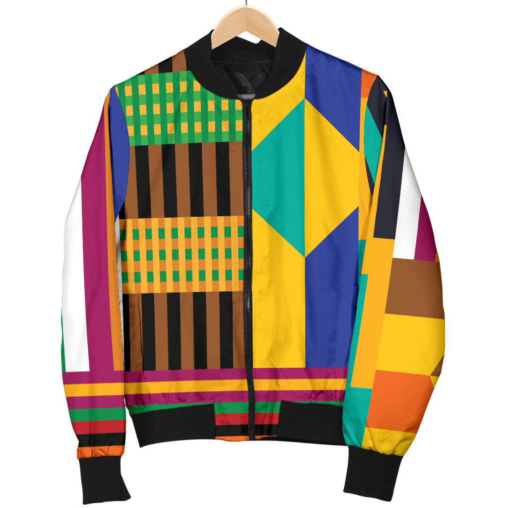 Kente Pattern Print Design 03 Men Bomber Jacket