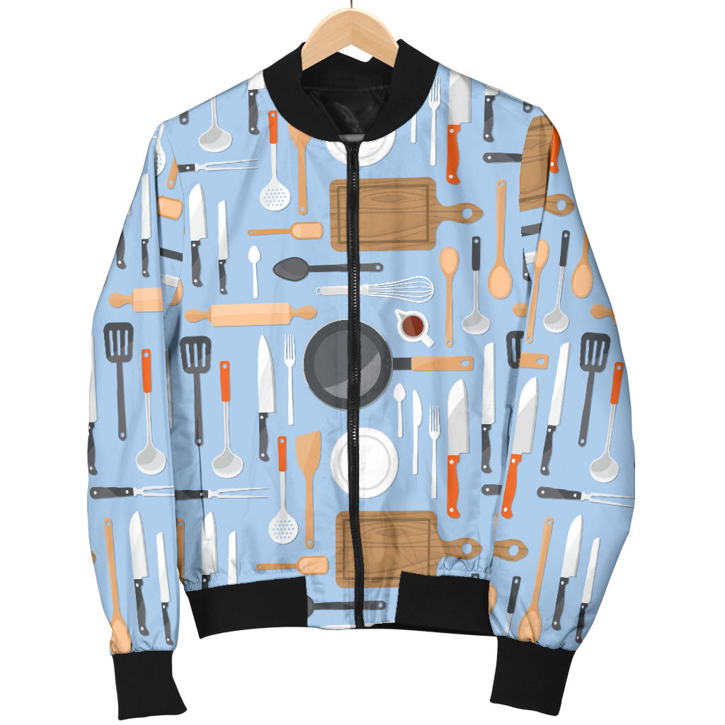 Cooking Kitchen Tools Pattern Print Design 02 Men Bomber Jacket