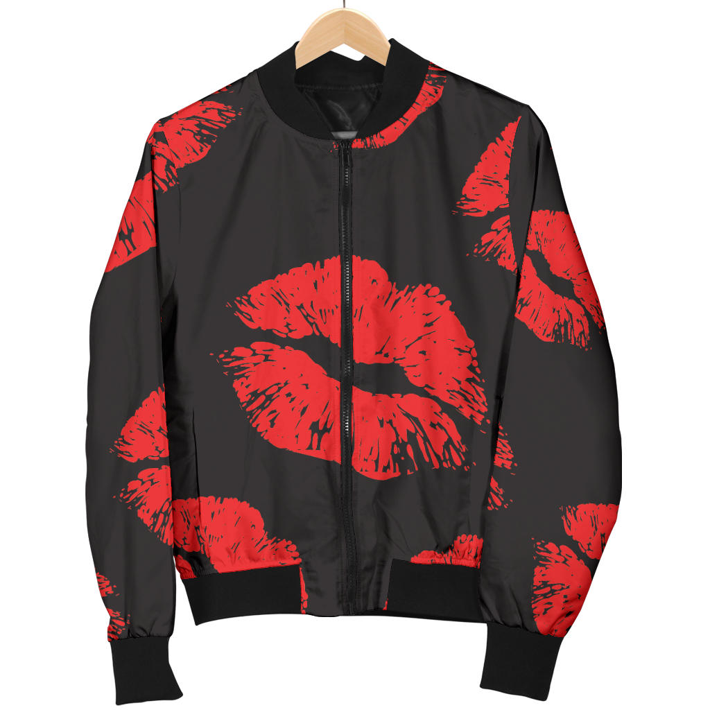 Lip Red Pattern Print Design 02 Men Bomber Jacket