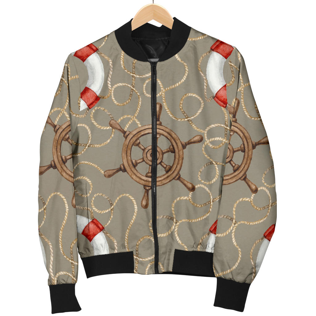 Nautical Pattern Print Design A02 Men Bomber Jacket
