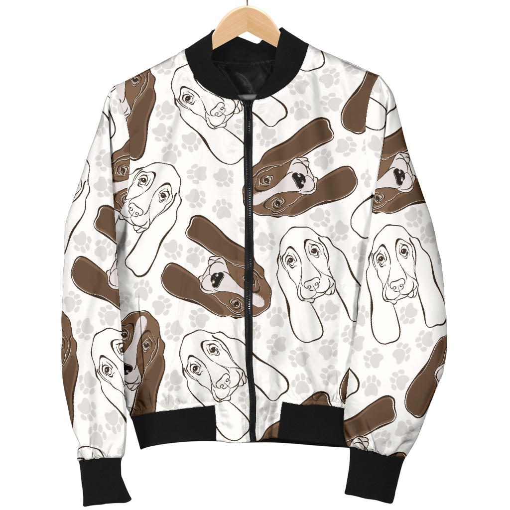 Basset Hound Pattern Print Design 01 Men Bomber Jacket