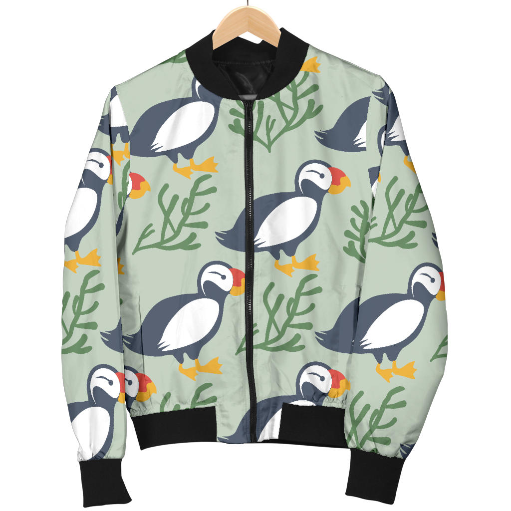 Puffin Pattern Print Design A04 Men Bomber Jacket