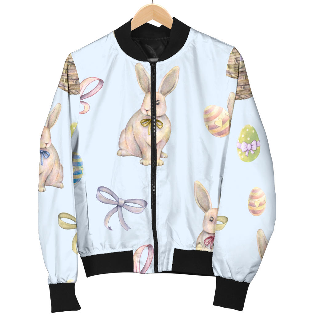 Rabbit Easter Eggs Pattern Print Design 03 Men Bomber Jacket