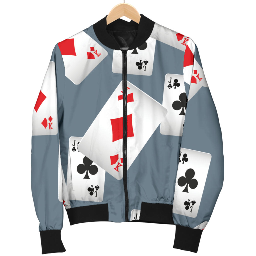 Poker Cards Pattern Print Design A05 Men Bomber Jacket