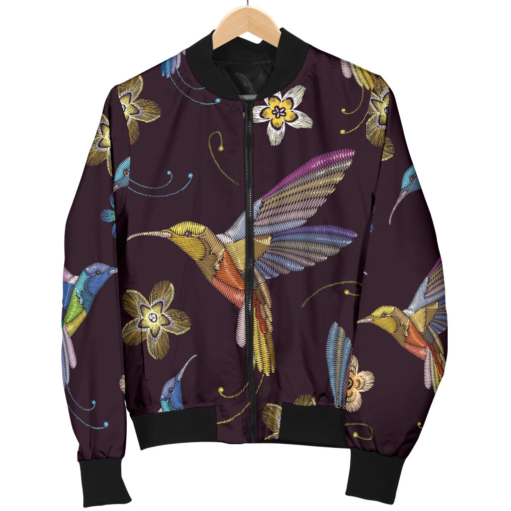 Hummingbird Pattern Print Design 04 Men Bomber Jacket