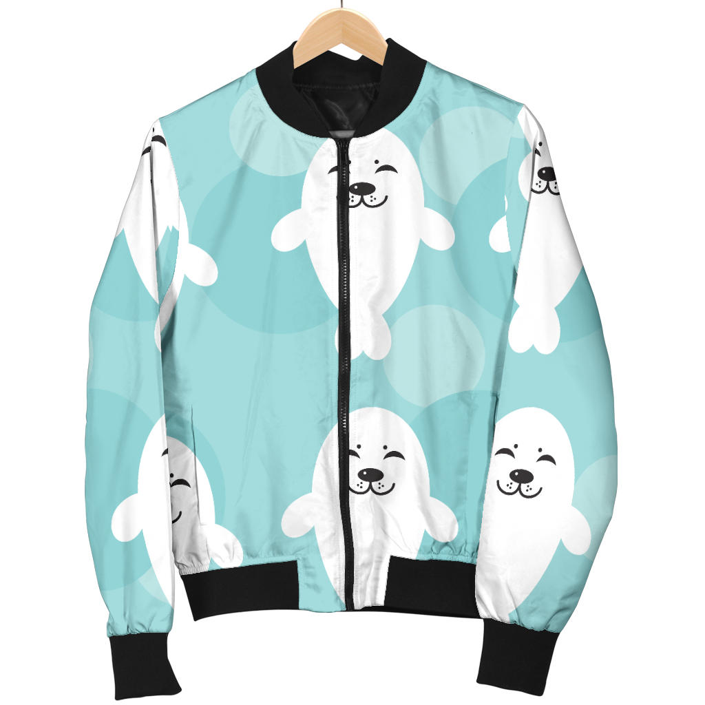Sea Lion Baby Pattern Print Design 01 Men Bomber Jacket