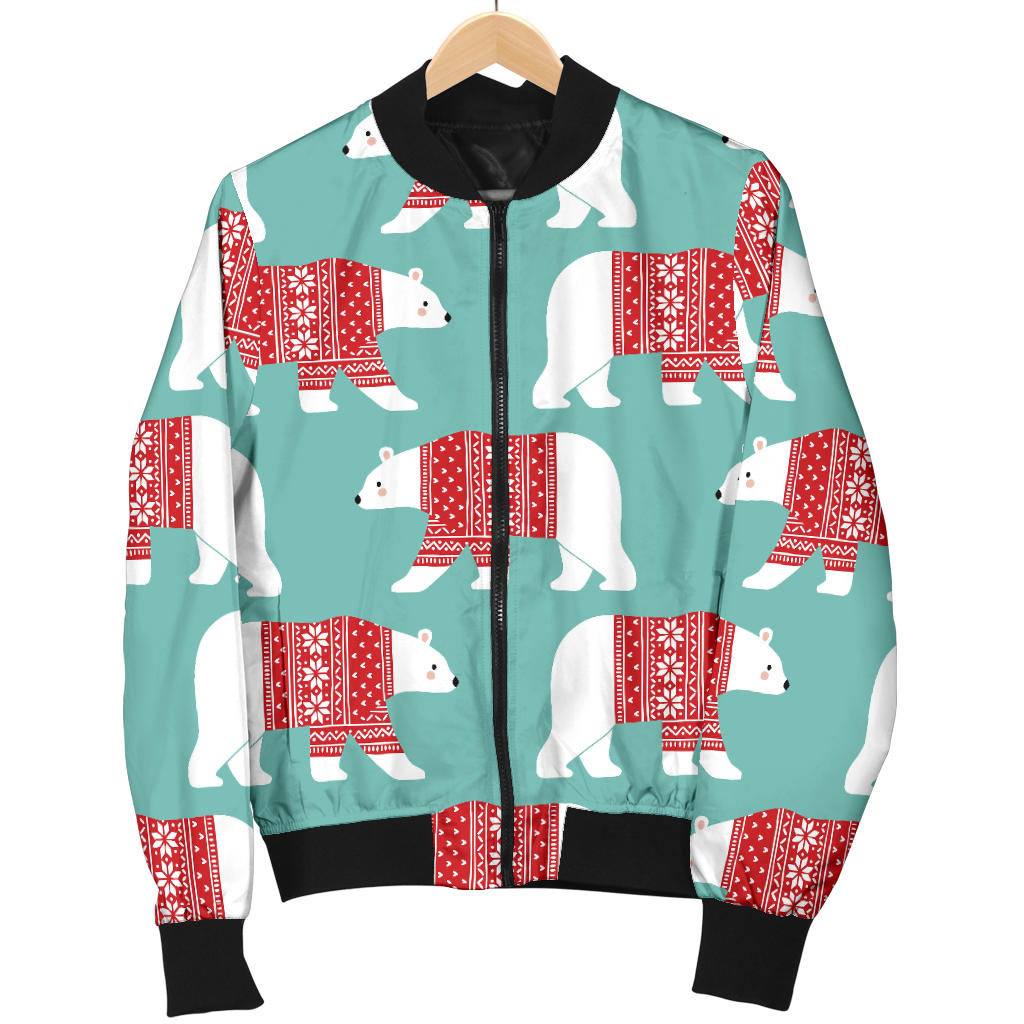 Polar Bear Pattern Print Design A04 Men Bomber Jacket