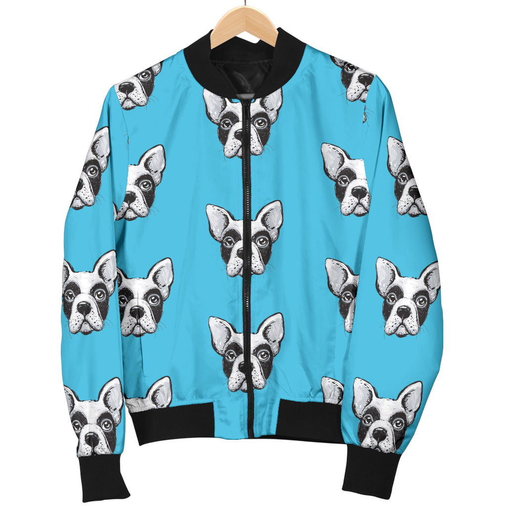 Boston Terrier Pattern Print Design 01 Men Bomber Jacket