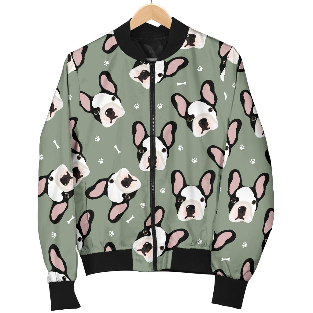 Boston Terrier Pattern Print Design 05 Men Bomber Jacket