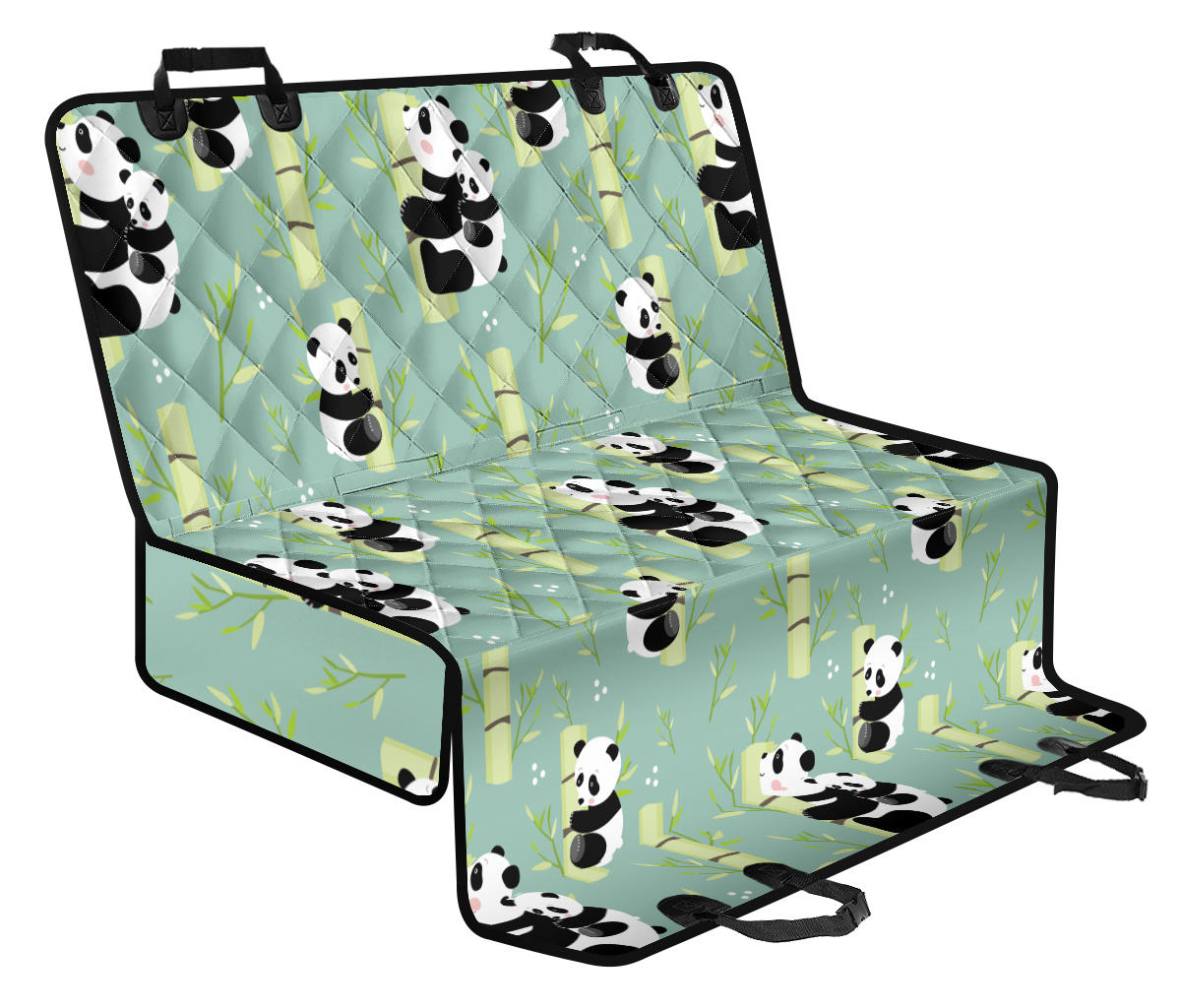 Panda Pattern Print Design A03 Rear Dog Car Seat Cover Hammock