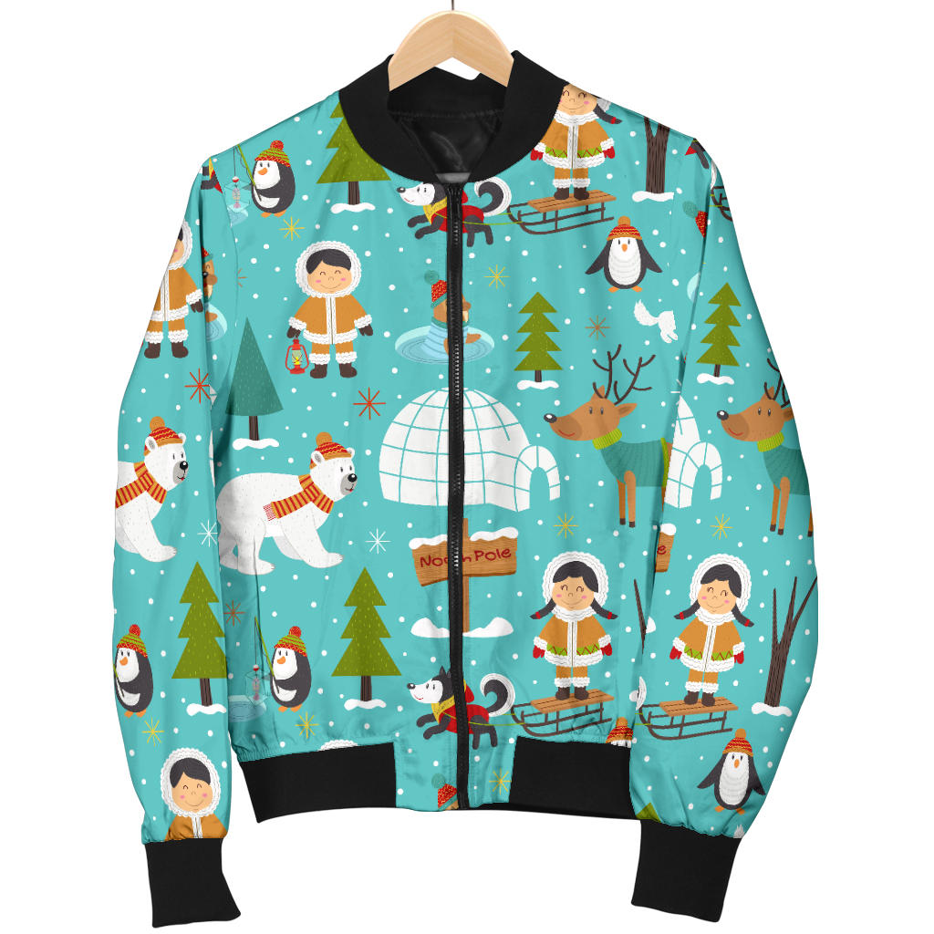 Eskimo Pattern Print Design 01 Men Bomber Jacket