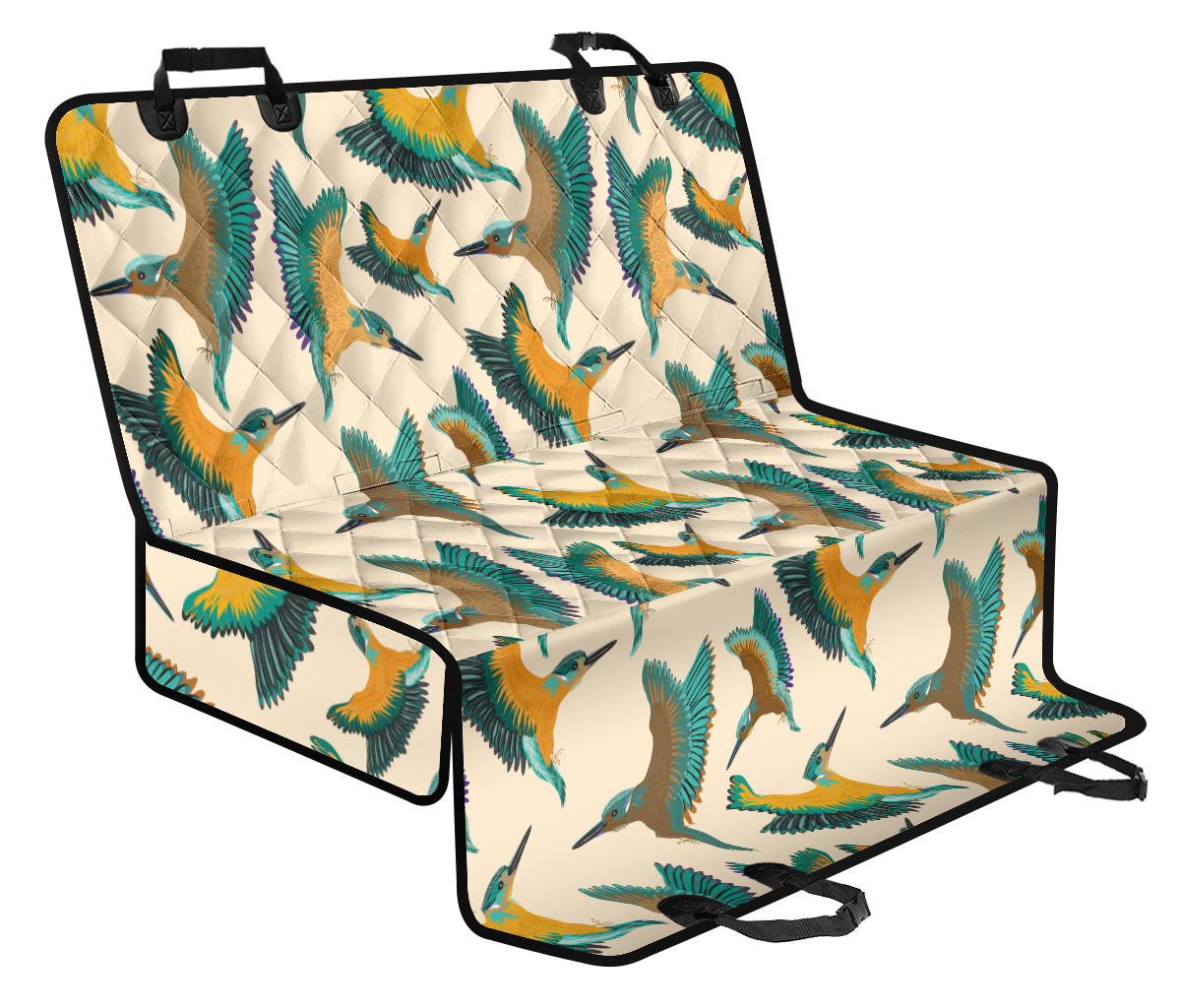 Kingfisher Pattern Print Design 02 Rear Dog Car Seat Cover Hammock
