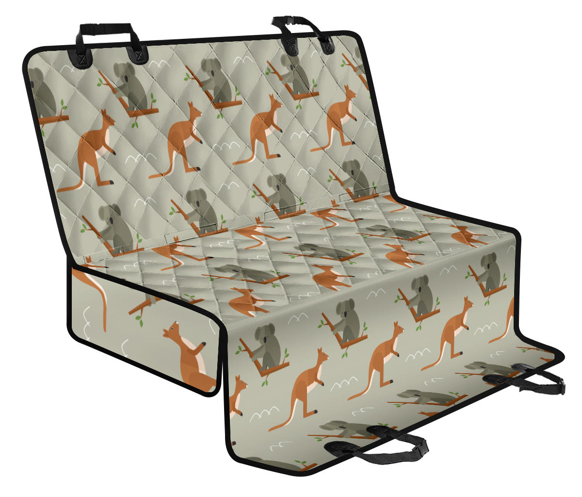 Koala Pattern Print Design 03 Rear Dog Car Seat Cover Hammock