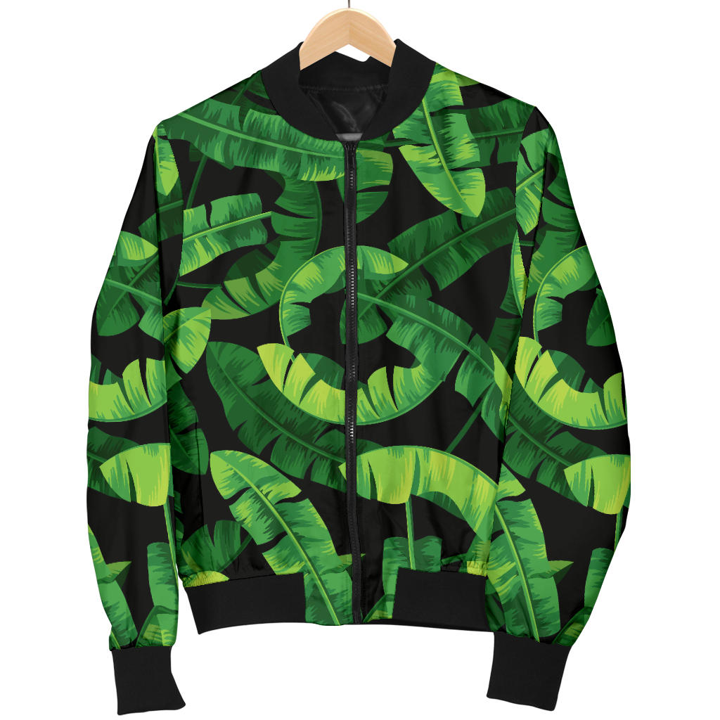Banana Leaf Pattern Print Design 02 Men Bomber Jacket
