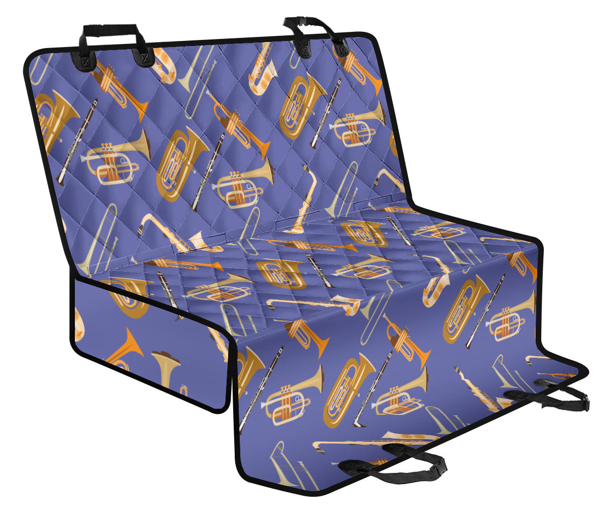 Trombone Pattern Print Design 02 Rear Dog Car Seat Cover Hammock