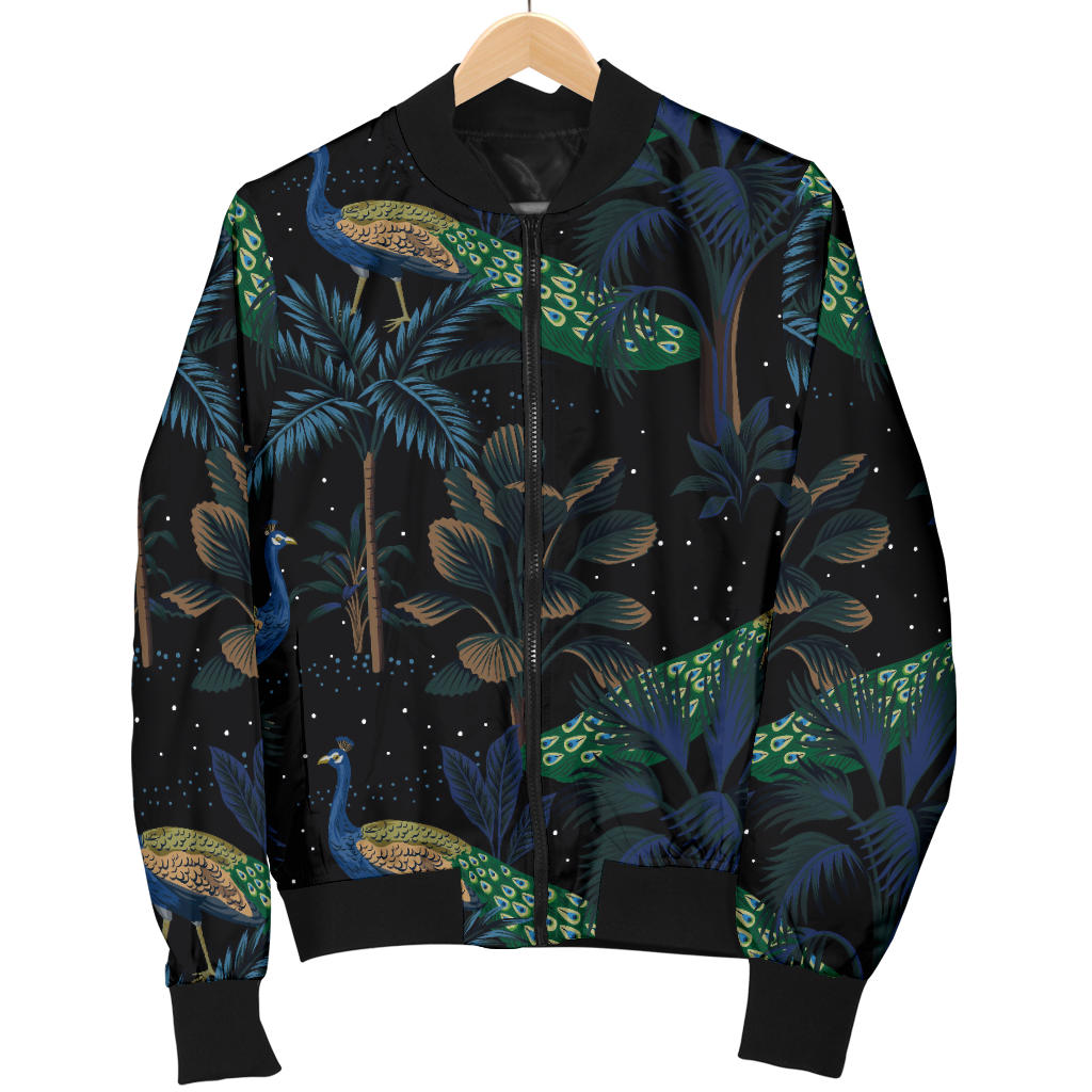 Rainforest Peacock Pattern Print Design A04 Men Bomber Jacket