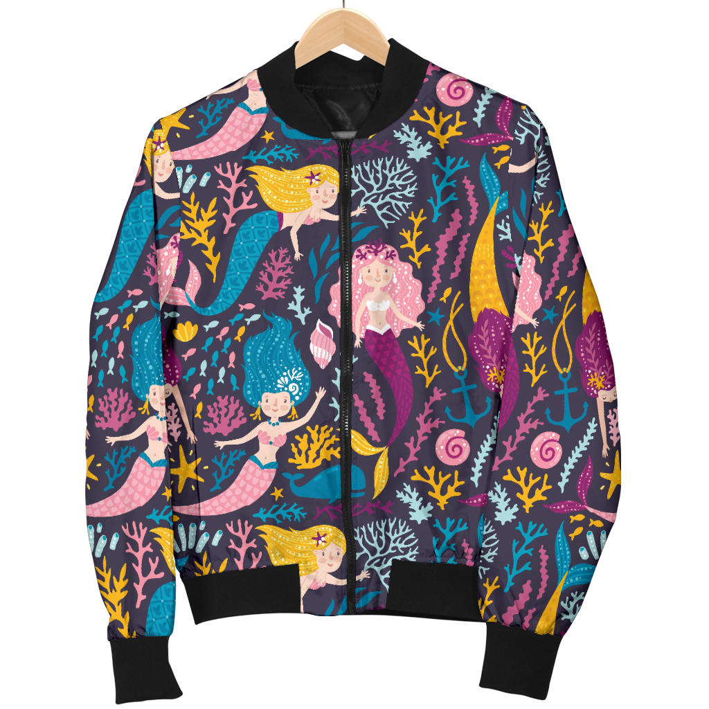 Mermaid Pattern Print Design 08 Men Bomber Jacket